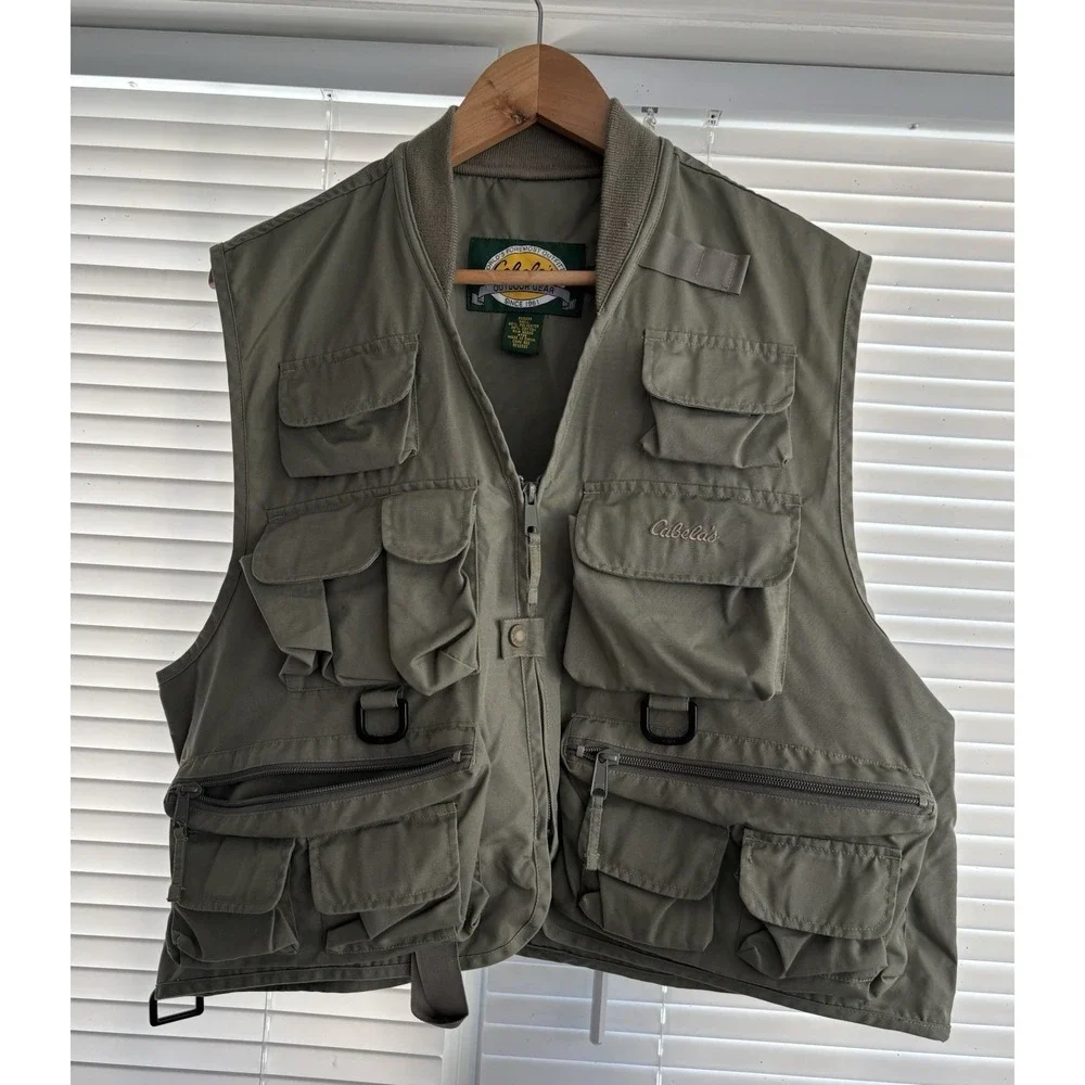 Cabela's Med Hunt Fish Multi Pocket Utility Vest Durable Versitile Olive Green
